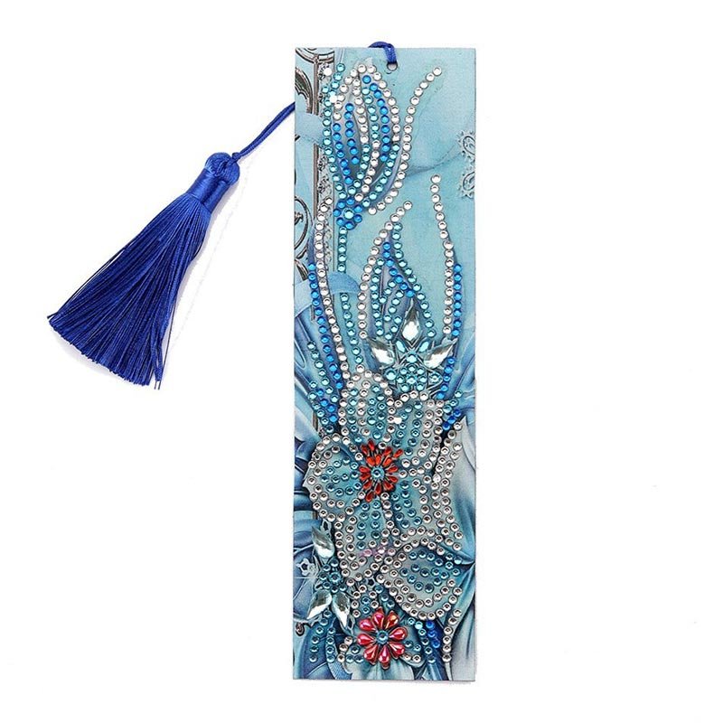 Boekmerk Diamond Painting Blauwe Bloemen