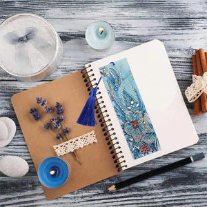 Diamond Painting Boekenleggers Blauwe Bloemen