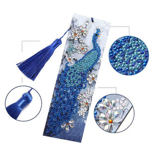 Boekmark Diamond Painting Blauwe Pauw