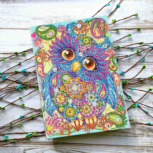 Diamond Painting Notitieboek Uil