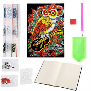Diamond Painting Notitieboek Uil met Viool