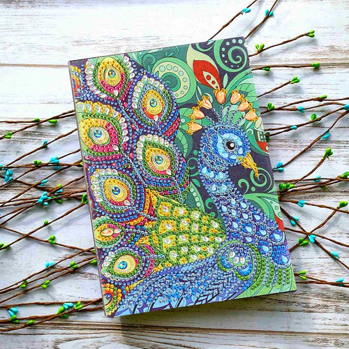 Diamond Painting Notitieboek Pauw