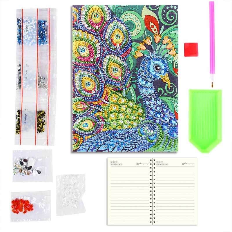 Diamond Painting Notitieboek Pauw