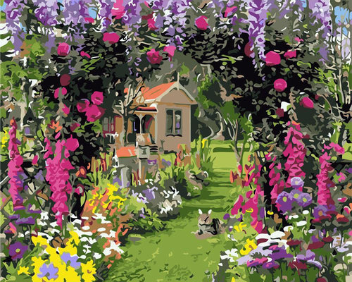 Schilderen op Nummer - Kleurrijke bloementuin