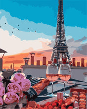 Afbeelding in Gallery-weergave laden, Schilderen op Nummer - Aperitief met uitzicht op de Eiffeltoren