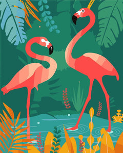 Schilderen op Nummer - Flamingo's in het water