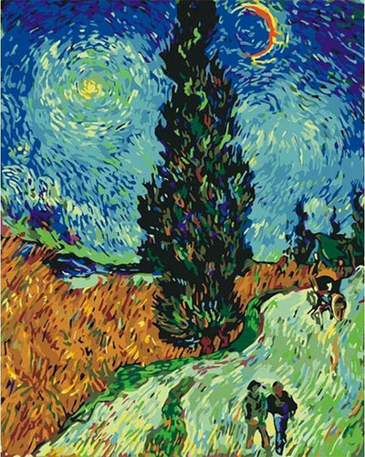 Schilderen op Nummer - Van Gogh - Weg met cipres en ster