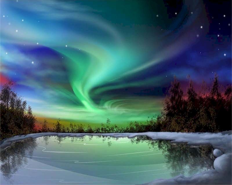 Schilderen op Nummer - Aurora borealis en meer