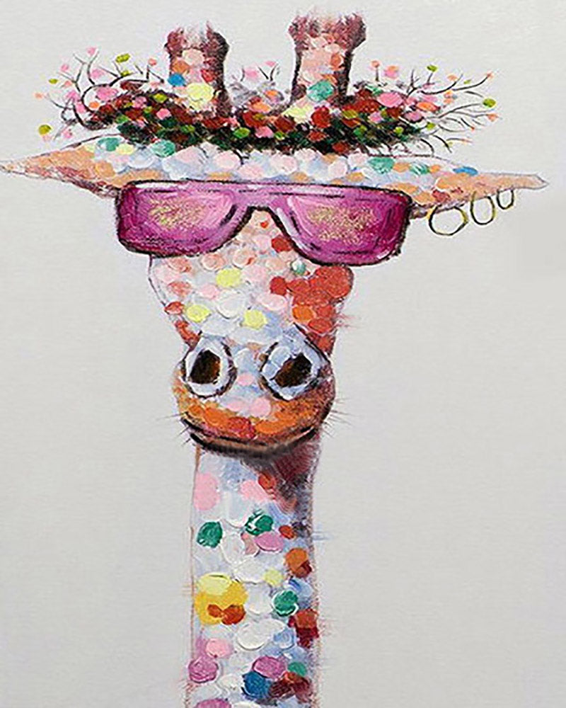 Schilderen op Nummer - Popart giraf met bril