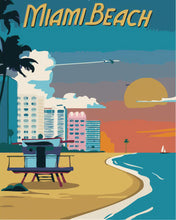 Afbeelding in Gallery-weergave laden, Schilderen op Nummer - Reisposter Miami Beach