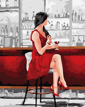 Afbeelding in Gallery-weergave laden, Schilderen op Nummer - Vrouw in rood met wijnglas