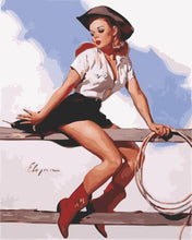 Afbeelding in Gallery-weergave laden, Schilderen op Nummer - Vintage pin-up met lasso