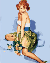Afbeelding in Gallery-weergave laden, Schilderen op Nummer - Vintage pin-up met boeket