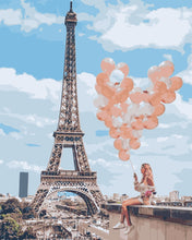 Afbeelding in Gallery-weergave laden, Schilderen op Nummer - Vrouw en ballonnen bij de Eiffeltoren