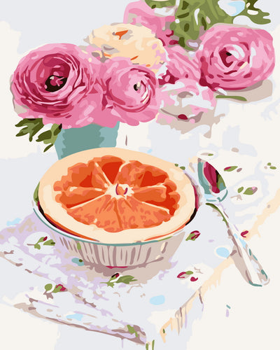 Schilderen op Nummer - Rozen en grapefruit