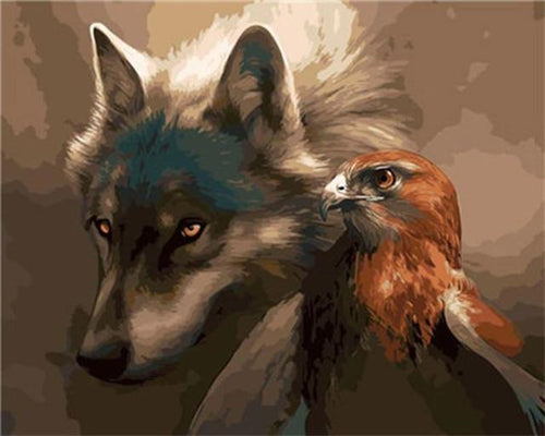 Schilderen op Nummer - De wolf en de adelaar