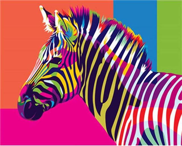 Schilderen op Nummer - Zebra Pop Art