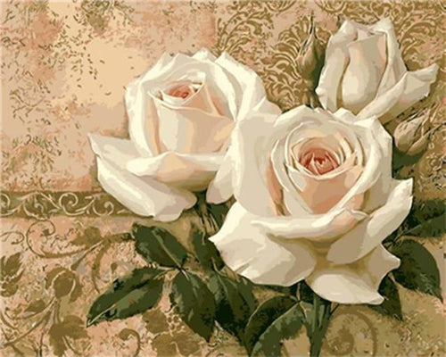 Schilderen op Nummer - Drie witte bloemen