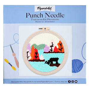 Punch Needle pakket Rendier bij een meer