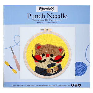 Punch Needle pakket Kitty Dali met Bubble Tea