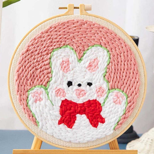 Punch Needle pakket Konijn met rood lint