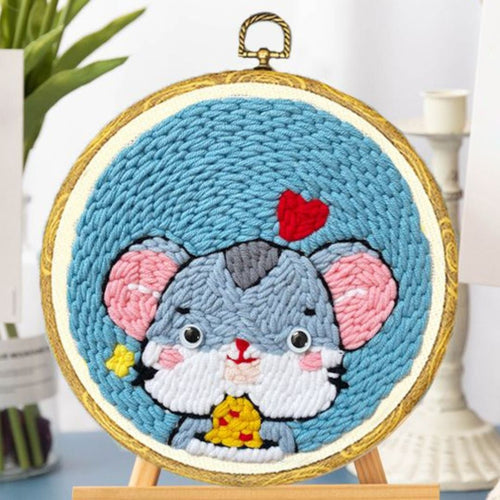 Punch Needle pakket Kleine Muis met een Koekje