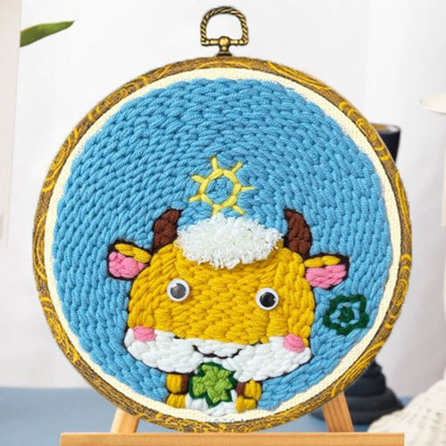 Punch Needle pakket Kleine Stier met een Blad