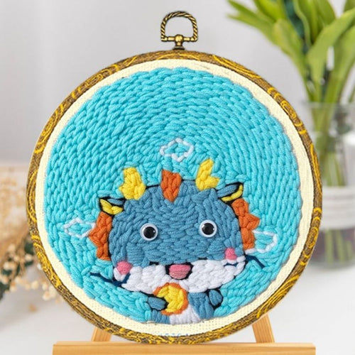 Punch Needle pakket Draakje met een maancake