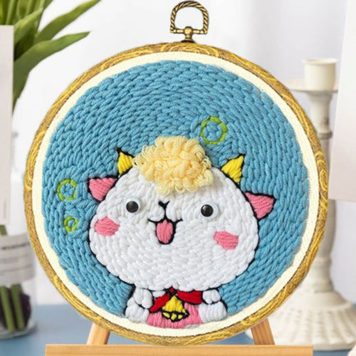 Punch Needle pakket Kleine koe met een gouden bel