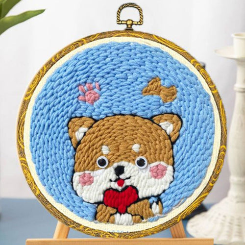 Punch Needle pakket Hondje met een groot hart