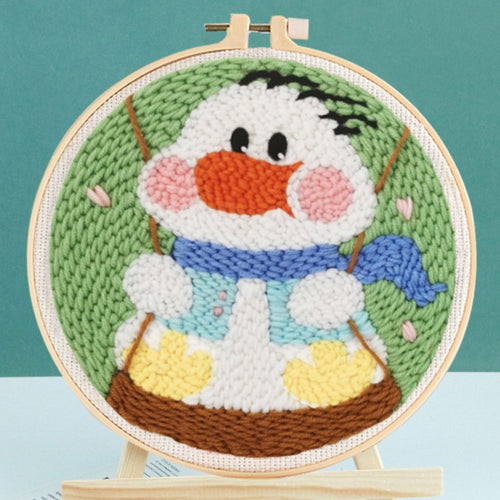 Punch Needle pakket Baby Eend op een schommel