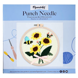Punch Needle pakket Een bij en zonnebloemen