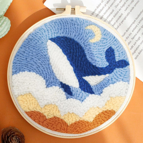 Punch Needle pakket Blauwe walvis in de lucht