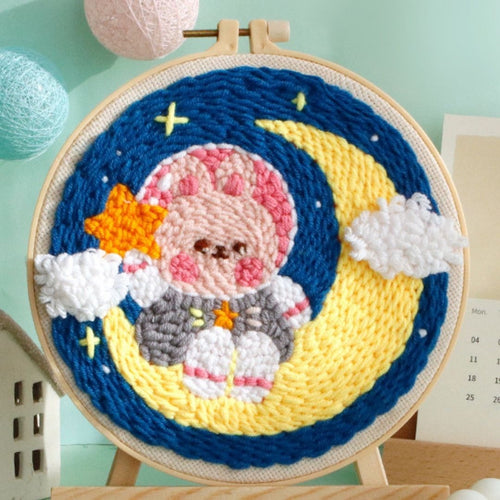 Punch Needle pakket Kosmonaut Konijntje op de Maan