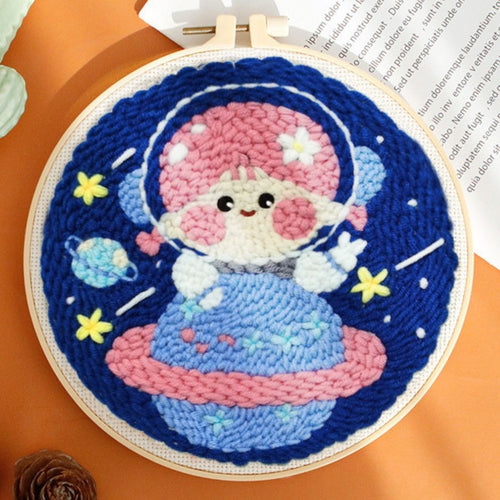 Punch Needle pakket Kosmonauten Meisje op Saturnus
