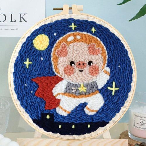 Punch Needle pakket Super kosmonaut varken