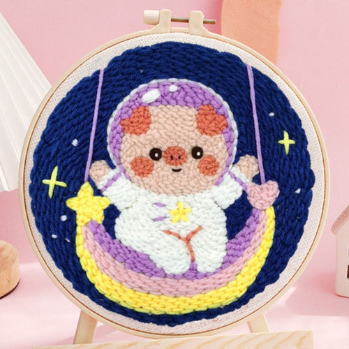 Punch Needle pakket Kosmonauten Varken en Regenboog