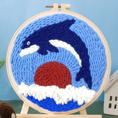 Punch Needle pakket Blauwe walvis over de maan