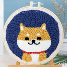 Afbeelding in Gallery-weergave laden, Punch Needle pakket Shiba Inu hond met Blauwe achtergrond