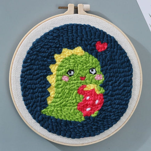 Punch Needle pakket Kleine groene draak
