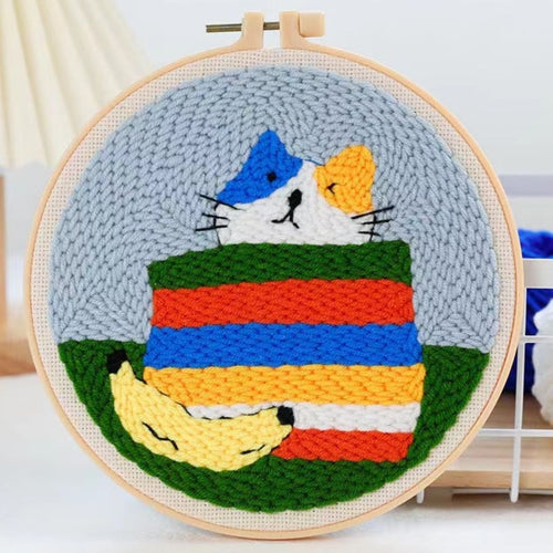 Punch Needle pakket Een kat in zijn mand