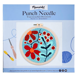 Punch Needle pakket Verspreiding van rode bloemen