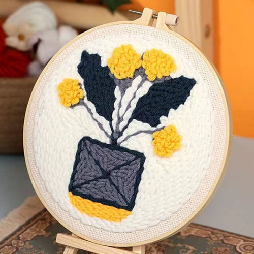 Punch Needle pakket Boeket gele bloemen