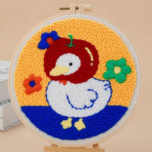 Punch Needle pakket Baby eend met een appelmuts