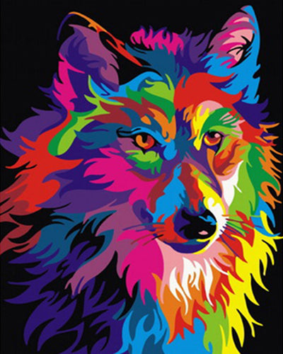 Kruissteek borduren - Wolf Pop Art