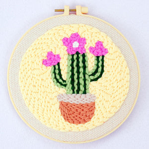 Punch Needle pakket Kleine Cactus in bloei