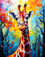 Afbeelding in Gallery-weergave laden, Diamond Painting - Kleurrijke Abstracte Giraf 40x50cm reeds ingelijst