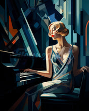 Afbeelding in Gallery-weergave laden, Diamond Painting - Art Deco Vrouw aan een Piano