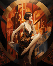 Afbeelding in Gallery-weergave laden, Diamond Painting - Zittende Art Deco Vrouw