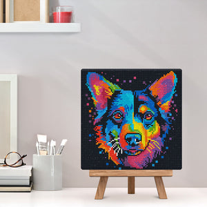 Mini Diamond Painting 25x25 cm - Neon Hond Abstracte Pop-Art